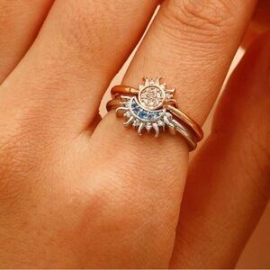 New! Sun and Moon Ring Set Adjustable (Silver & Gold)